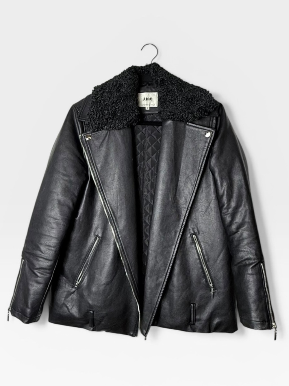 J.ING Faux Leather Jacket Black Oversized Size Small (0)